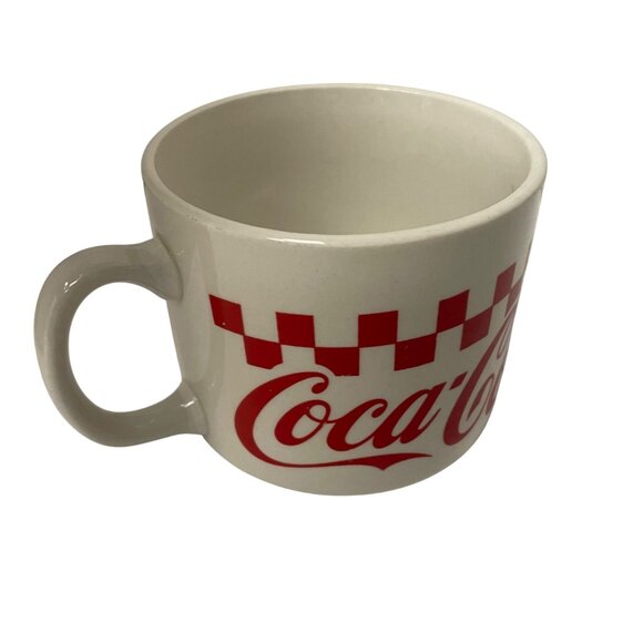 Vintage Coca-Cola Checkerboard Ceramic Mug 3" Tall White‎ & Red - Picture 4 of 6